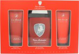 Lamborghini Sportivo Gift Set 125ml EDT Spray + 100ml Shower Gel + 100ml Aftershave Balm