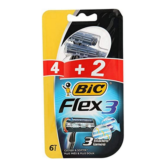 Manual shaving razor Bic Flex3 (6 uds)