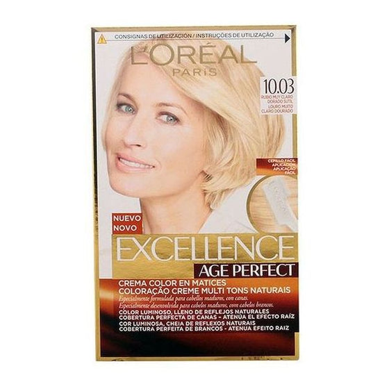 Tinte Permanente Antiedad Excellence Age Perfect L'Oreal Expert Professionnel Rubio claro dorado