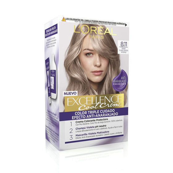 Coloración Permanente en Crema L'Oreal Make Up Excellence Cool Creme 8,11 Rubio Claro Ceniza