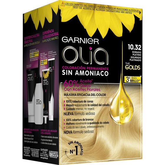Amoniakfreie Färbung Garnier Olia 10,32 - Dorado platino (54 ml)