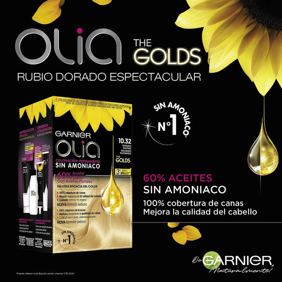 Amoniakfreie Färbung Garnier Olia 10,32 - Dorado platino (54 ml)