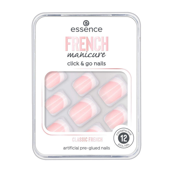 Falsche Nägel Essence Click & Go Nails 01-classic french Französische Maniküre 12 Stück