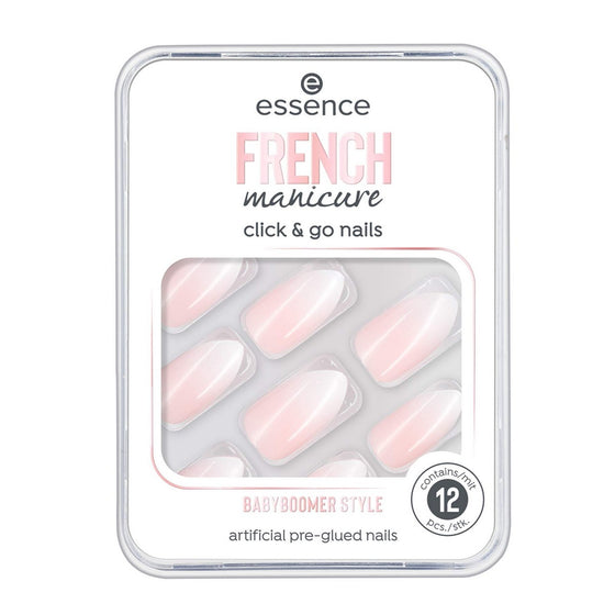 Falsche Nägel Essence Click & Go Nails 02-babyboomer style Französische Maniküre 12 Stück