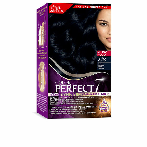 Dauerhafte Creme-Coloration Wella Color Pefect 7 2/8-negro azulado