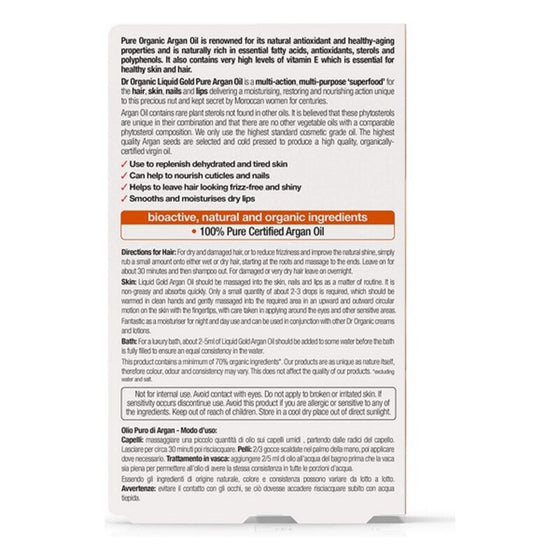 Feuchtigkeitsspendes Öl Argán Dr.Organic (50 ml)