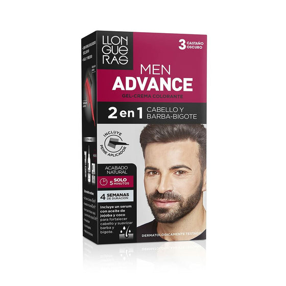 Crema Colorante Llongueras Men Advance Semipermanente 3 - Castaño Oscuro (4 pcs)