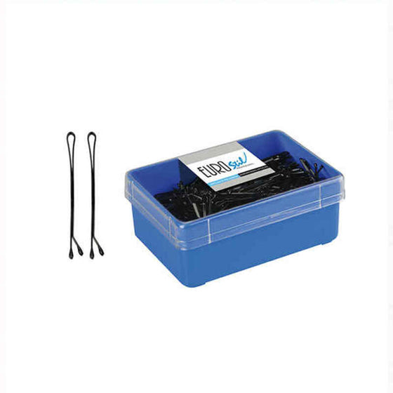 Clips Eurostil Schwarz (300 uds )(50 mm)