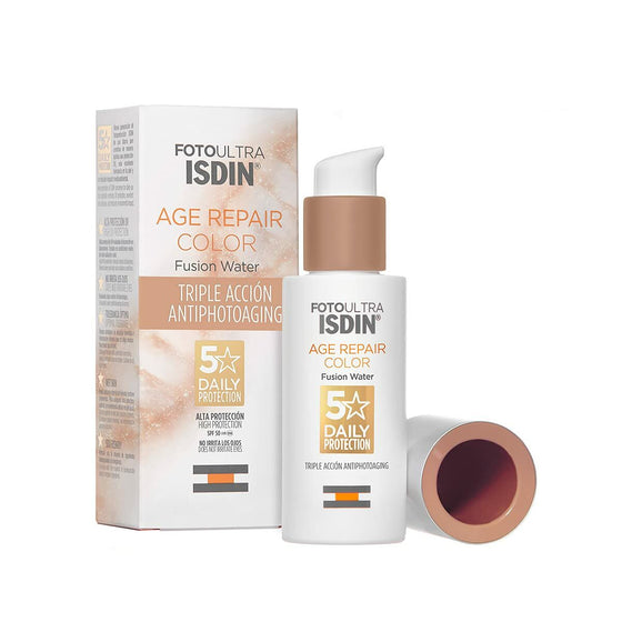 Protector Solar con Color Isdin FotoUltra Fluido Reparador SPF 50 (50 ml)